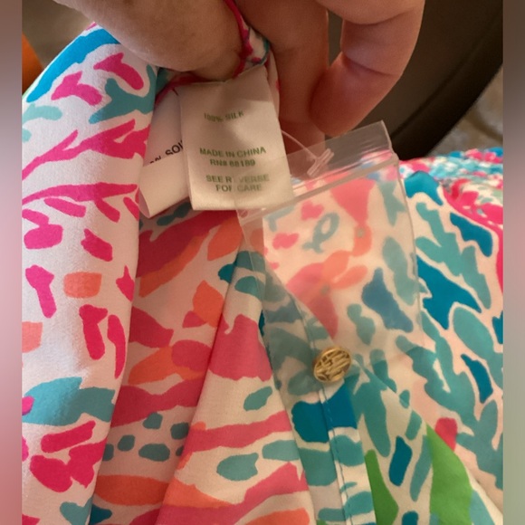 Rare Lilly Pulitzer Elsa Blouse in Original Turquoise “Let’s Cha Cha”, Size XS. - Picture 10 of 11